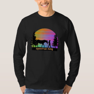 Equestrian Living Colourful Sunset Horse Girl Silh T-Shirt
