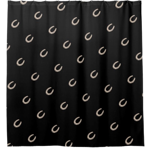 Equestrian Lucky Horse Shoe Pattern Shower Curtain (Front)