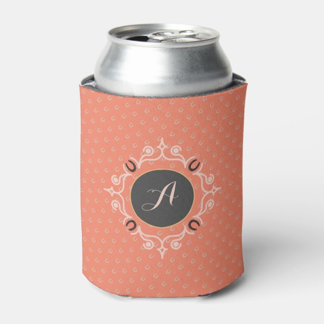 Equestrian Monogram Lucky Horse Shoe Can Cooler (Can Front)
