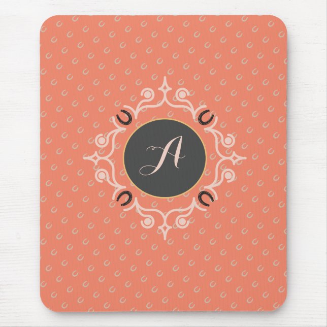 Equestrian Monogram Lucky Horse Shoe Mouse Mat (Front)