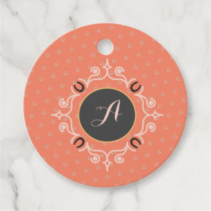 Equestrian Monogram Lucky Horseshoe Pattern Favour Tags