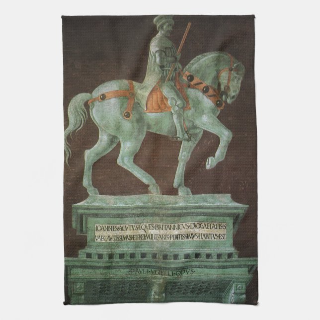 Equestrian Monument to Sir John Hawkwood, Uccello Tea Towel (Vertical)