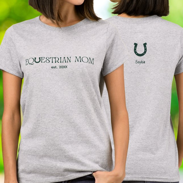 Equestrian Mum Est Line Typography T-Shirt (Creator Uploaded)