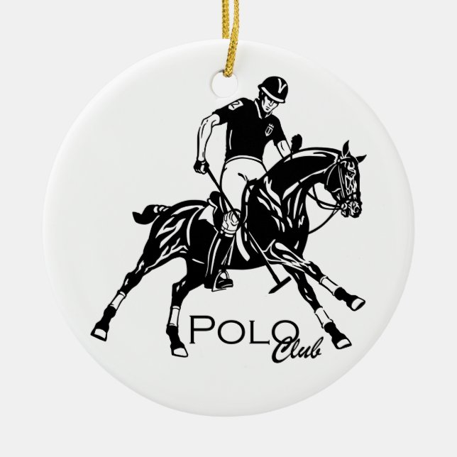 equestrian polo sport club ceramic tree decoration (Front)