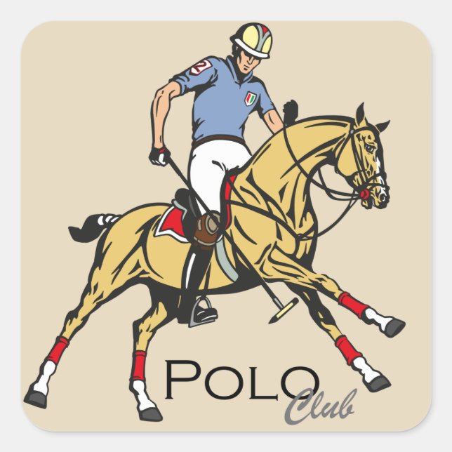 equestrian polo sport club square sticker (Front)