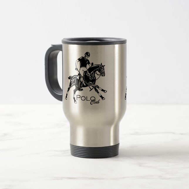 equestrian polo sport club travel mug (Front Left)