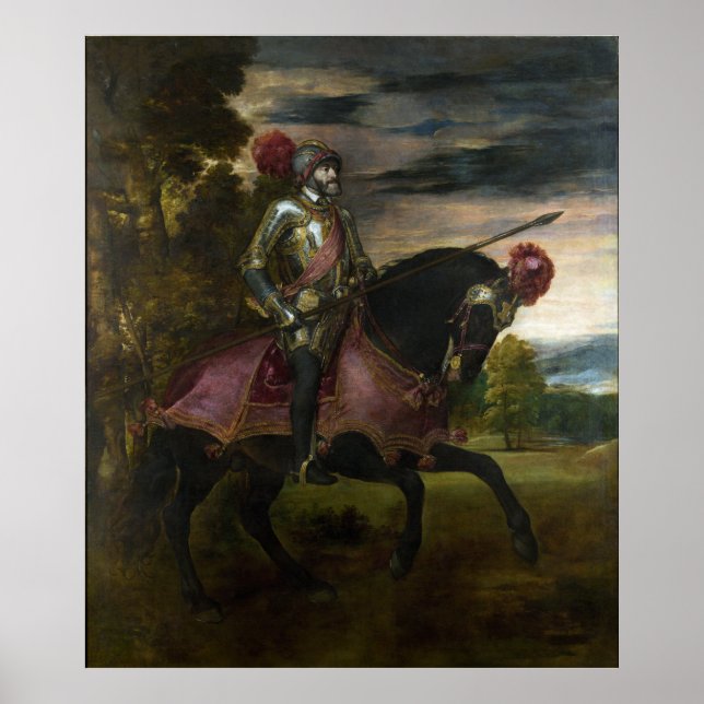 Equestrian Portrait of Charles V by Titian Poster (Front)