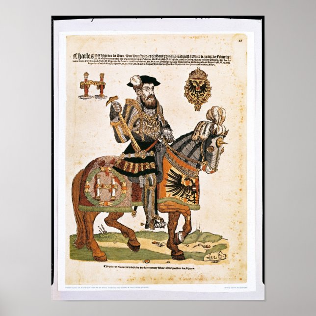 Equestrian portrait of Charles V in armour Poster (Front)