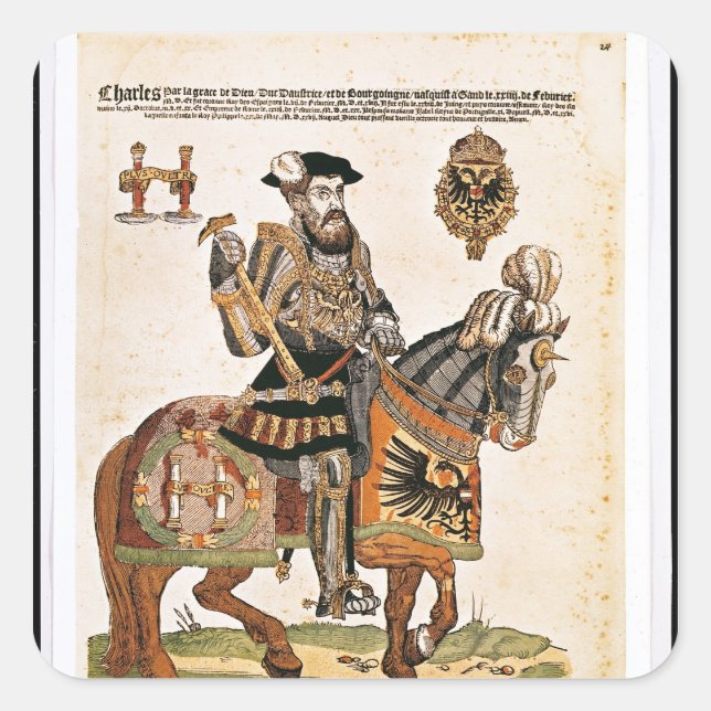 Equestrian portrait of Charles V in armour Square Sticker (Front)