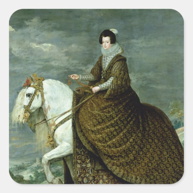 Equestrian portrait of Elisabeth de France Square Sticker (Front)