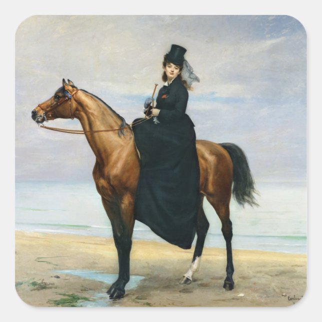 Equestrian Portrait of Mademoiselle Croizette Square Sticker (Front)