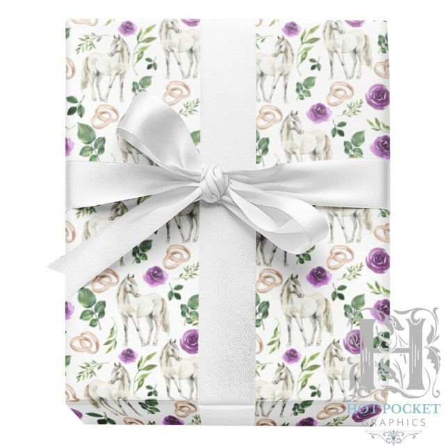 Equestrian Purple Wedding Gift Wrapping Paper (Creator Uploaded)