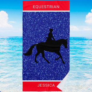 Equestrian Red, White and Blue Beach Towel