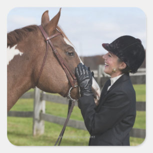 Equestrian rider square sticker