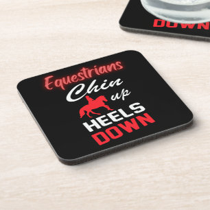 Equestrian Riding Quote in Red and White Font    Coaster