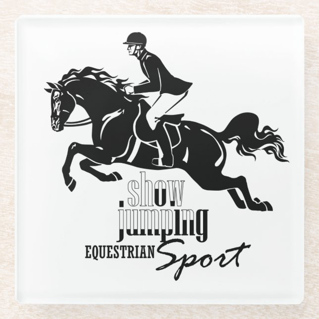 equestrian show jumping glass coaster (Front)