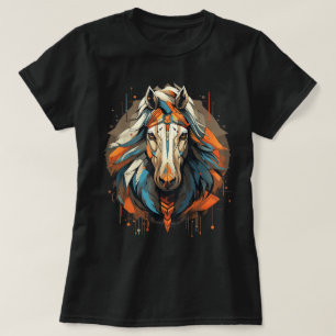 Equestrian Spirit Abstract Native American White T-Shirt