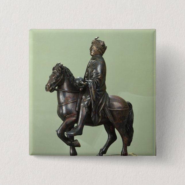 Equestrian statue of Charlemagne 2 15 Cm Square Badge (Front)
