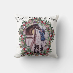equestrian story book Throw Pillow