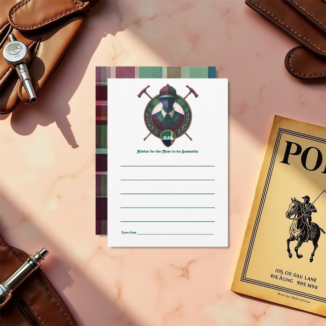 Equestrian Theme Preppy Polo Baby Shower Advice Card (Equestrian Theme Preppy Polo Baby Shower Advice Card)