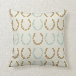 Equestrian Themed Horse Shoes Pattern Cushion