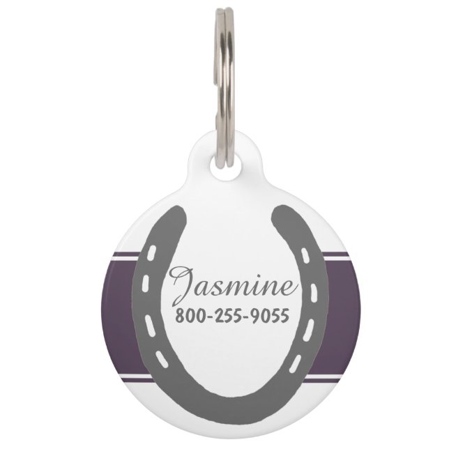 Equestrian Themed Horse Shoes Pattern Pet Tag (Back)