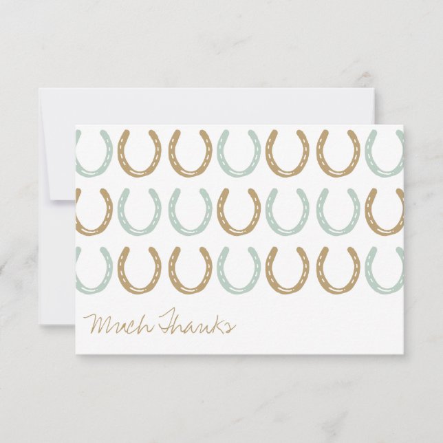 Equestrian Themed Horse Shoes Thank You Card (Front)