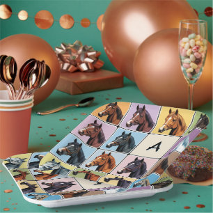 Equestrian Themed Party Equine Monogrammed Horse Paper Plate