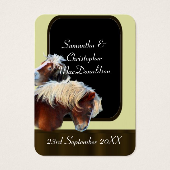 Equestrian themed wedding favour thank you tag (Front)