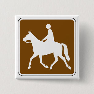 Equestrian Trail Riding Horse Silhouette Icon 15 Cm Square Badge