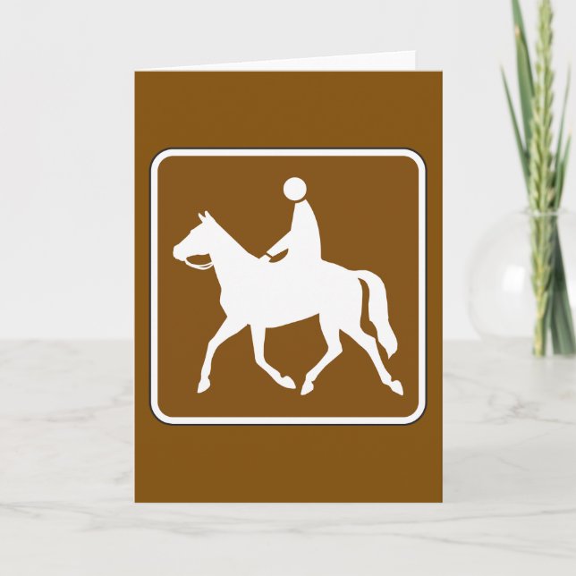Equestrian Trail Riding Horse Silhouette Icon Card (Front)