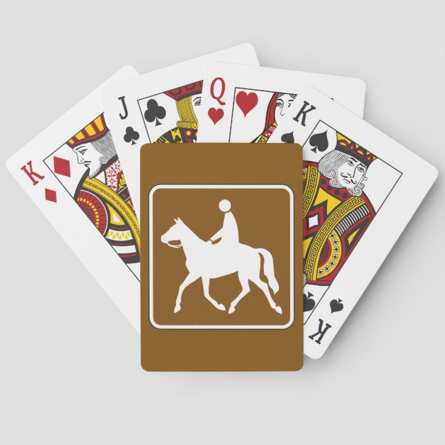 Equestrian Trail Riding Horse Silhouette Icon Playing Cards (Back)