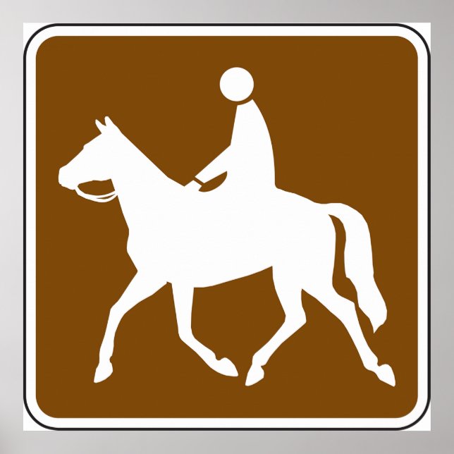 Equestrian Trail Riding Horse Silhouette Icon Poster (Front)