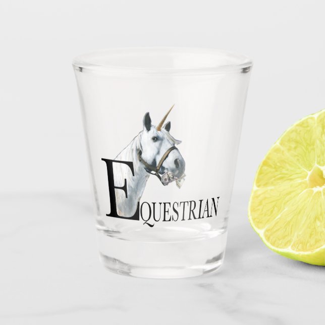 equestrian unicorn side eye shot glass (Front)