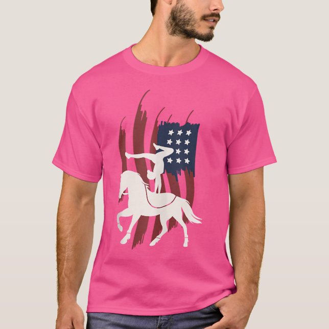 Equestrian Vaulting Us Flag Horses I Vault T-Shirt (Front)