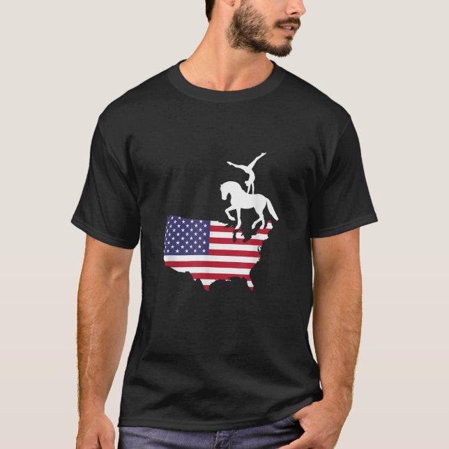 Equestrian Vaulting US Flag T Shirt (Front)