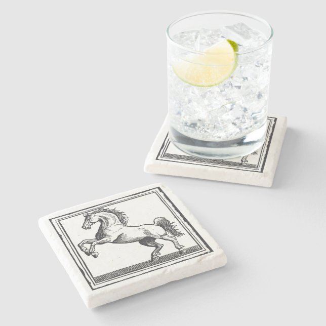 Equestrian Vintage Horse Elegant Classy Stone Coaster (Side)