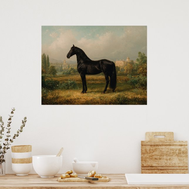 Equestrian Vintage Style Horse Landscape Poster (Kitchen)