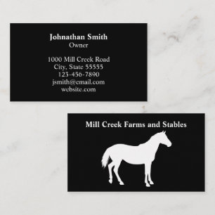 Equestrian White Horse Black Business Card