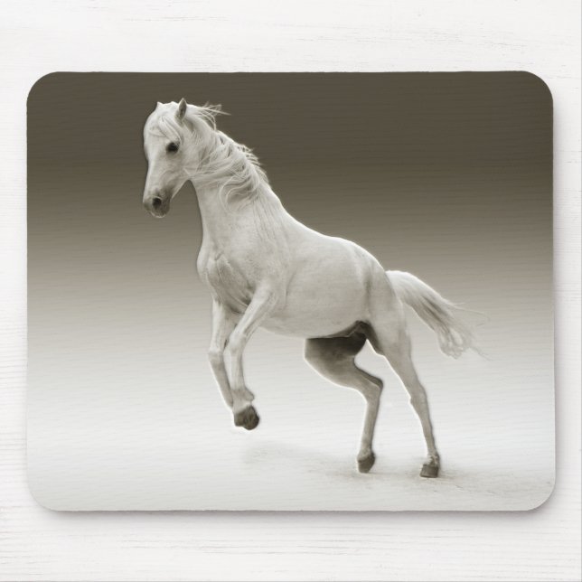 Equestrian White Mare Horse Mouse Mat (Front)