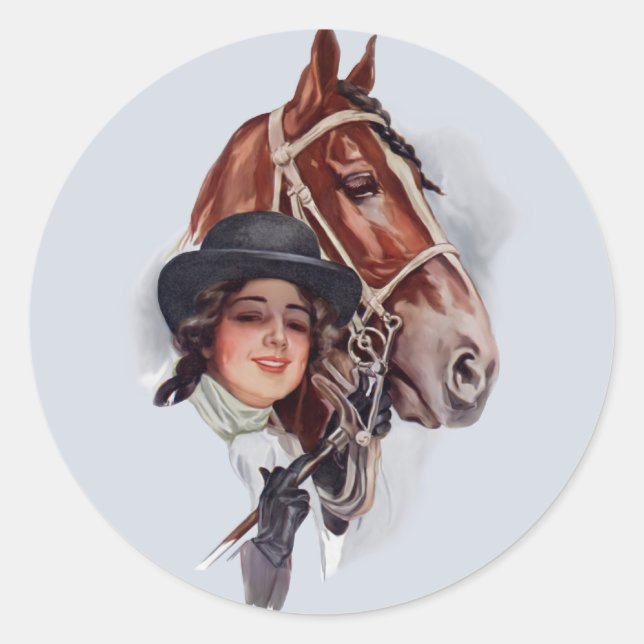 Equestrian Woman Classic Round Sticker (Front)