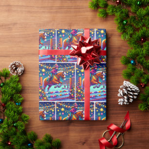 Equestrian Woman Jumping Horse Event Christmas Wrapping Paper
