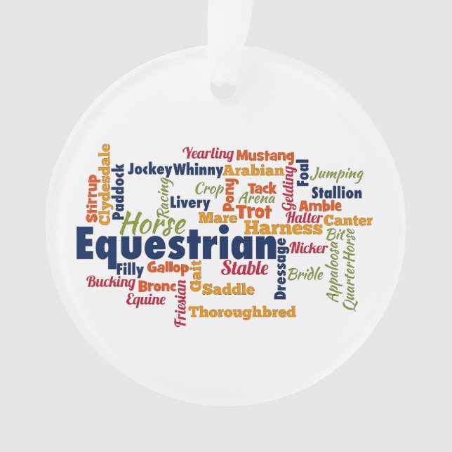 Equestrian Word Cloud Ornament (Front)