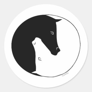 Equestrian Ying Yang Classic Round Sticker
