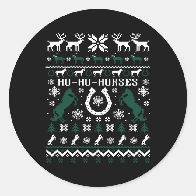 Equestrians Horses Ugly Tacky Classic Round Sticker (Front)