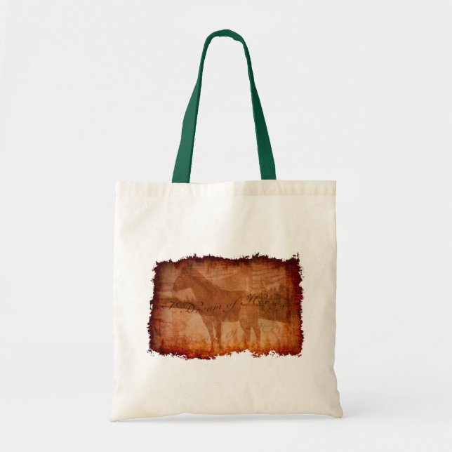 Equine Art and "I Dream of Horses" Quote Tote Bag (Front)