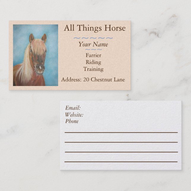 equine beautiful chestnut brown mare horse business card (Front/Back)