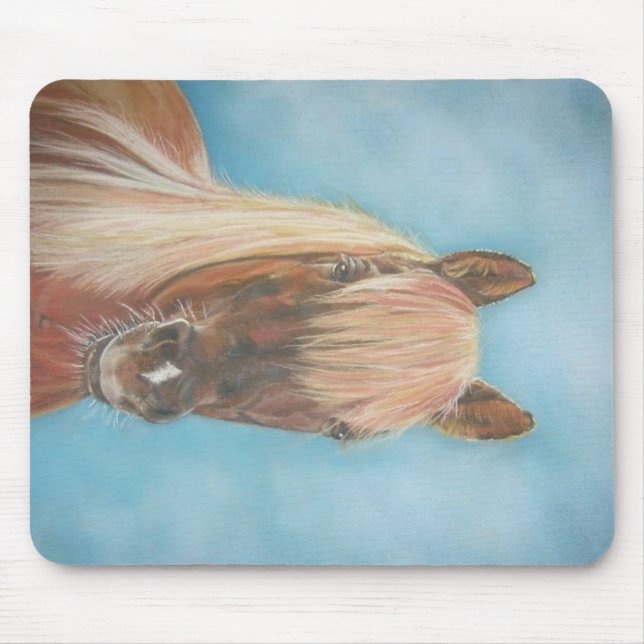 equine chestnut mare with blond mane brown horse mouse mat (Front)