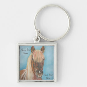 equine chestnut mare with blonde mane brown horse key ring