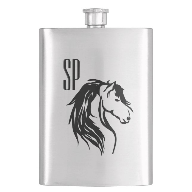 Equine Design Monogram Hip Flask (Front)
